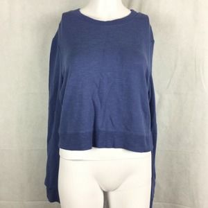 Double Zero Sweater Womens Sz L‎ Blue Knit Lightweight Cropped Pullover